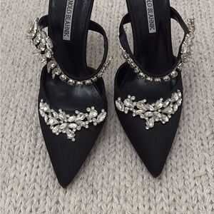 Elegant Black Embellished Women's Heels